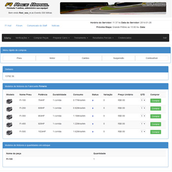 F1 Race Brasil - Página de Compras de Motores das 500 milhas